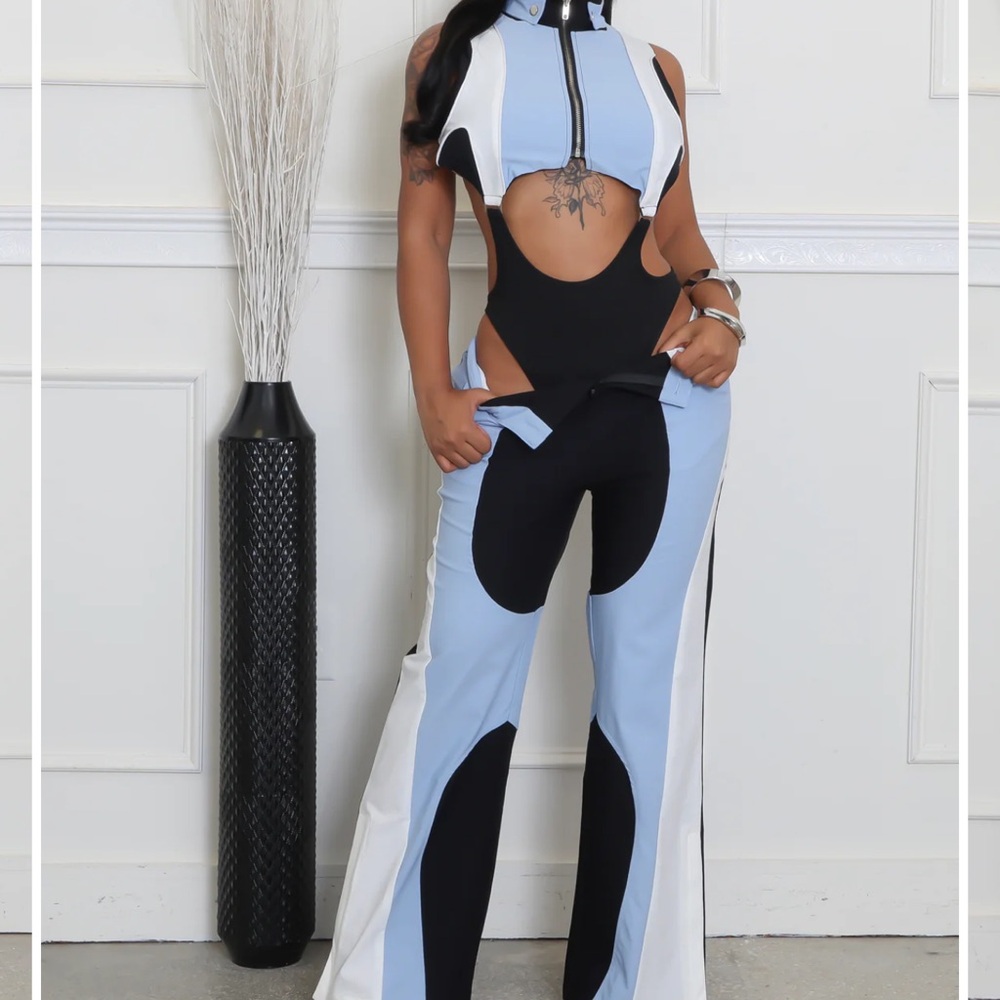 Stylish Black and Blue Jumpsuit